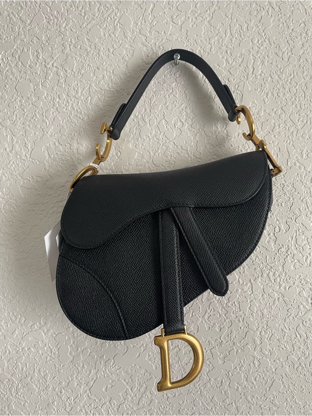 Christian Dior Mini Saddle Bag Black Grained Calf Leather